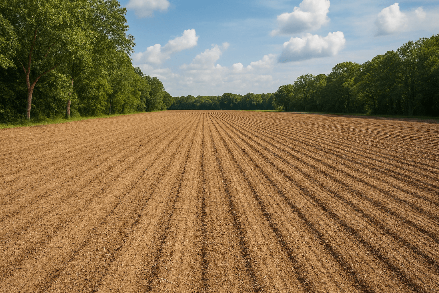 Cleared and graded agricultural field ready for planting