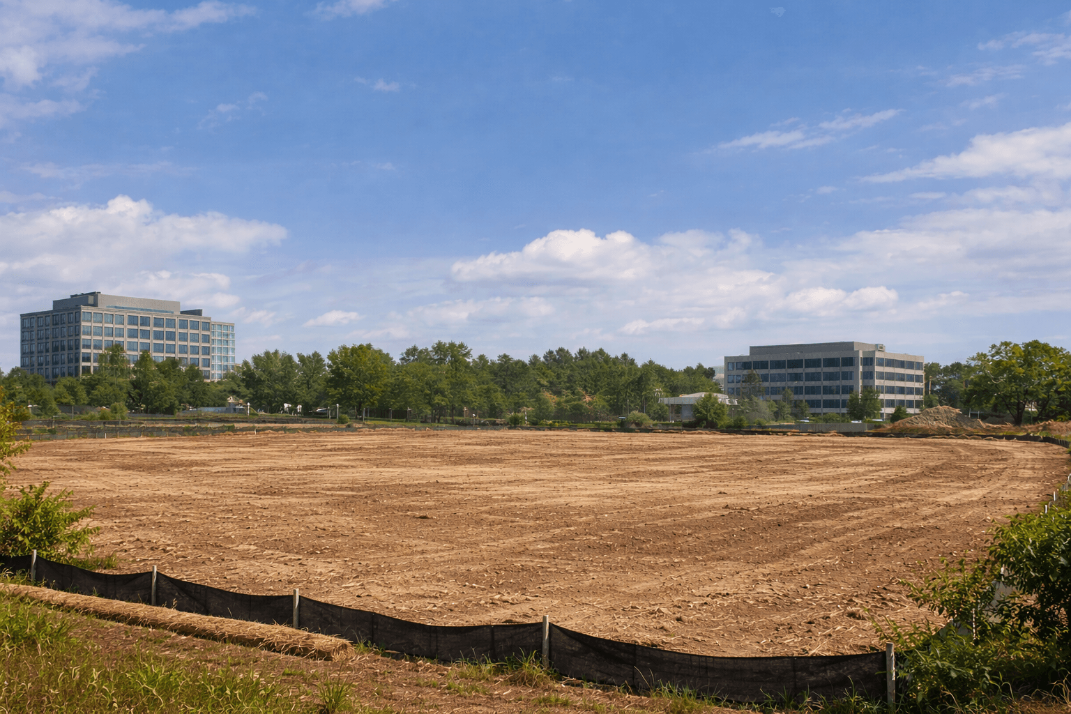 Sustainable property development with cleared land ready for construction