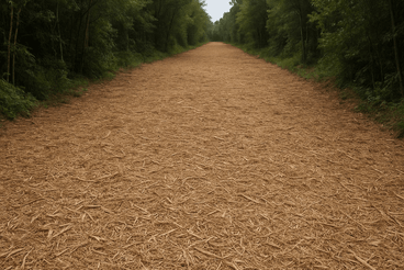 Cleared corridor with mulch layer protecting soil from erosion